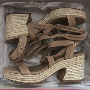 Vince Camuto Roreka Ankle-Tie Espadrille Platform Sandals - Suede - Size 9M NEW
